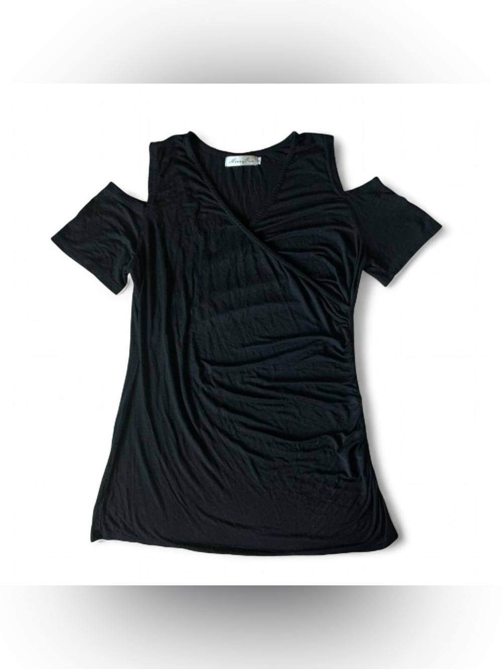 Marquise Black Cold-Shoulder Top